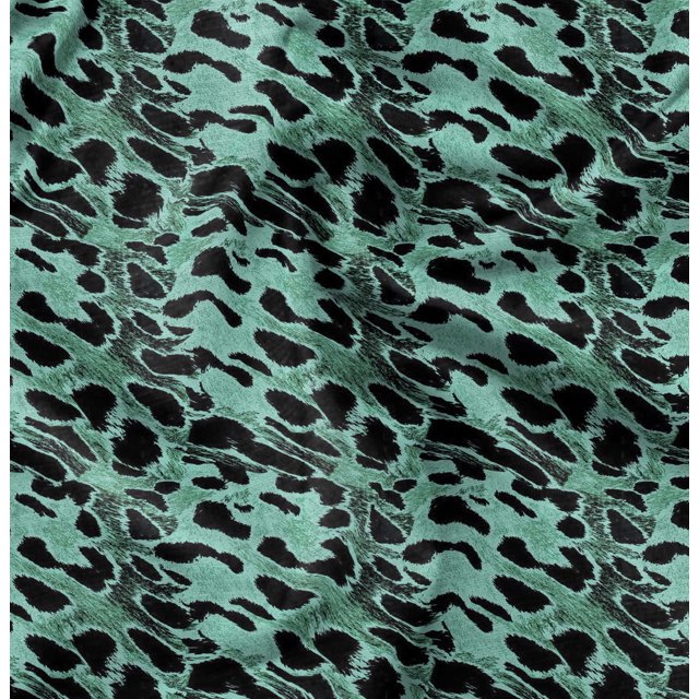 Soimoi Green Silk Fabric Leopard Animal Skin Print Fabric by Yard 42 Inch Wide