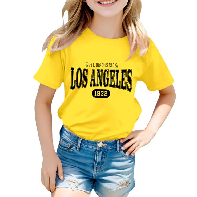 Camisole avec Soutien-Gorge, Mode Décontractée pour Enfants, Imprimé, Col Rond, Manches Courtes, T-Shirt Ample