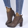 thumbnail image 2 of Bottines et Bottes Rétro pour Femmes en Cuir, Talon Carré, Fermeture Éclair, Couleur Unie, Bottes Hautes pour Femmes, Bottines Courtes, Bout Rond, Talon Épais, Bottes à Plateforme pour Femmes, Chaussures, 2 of 5