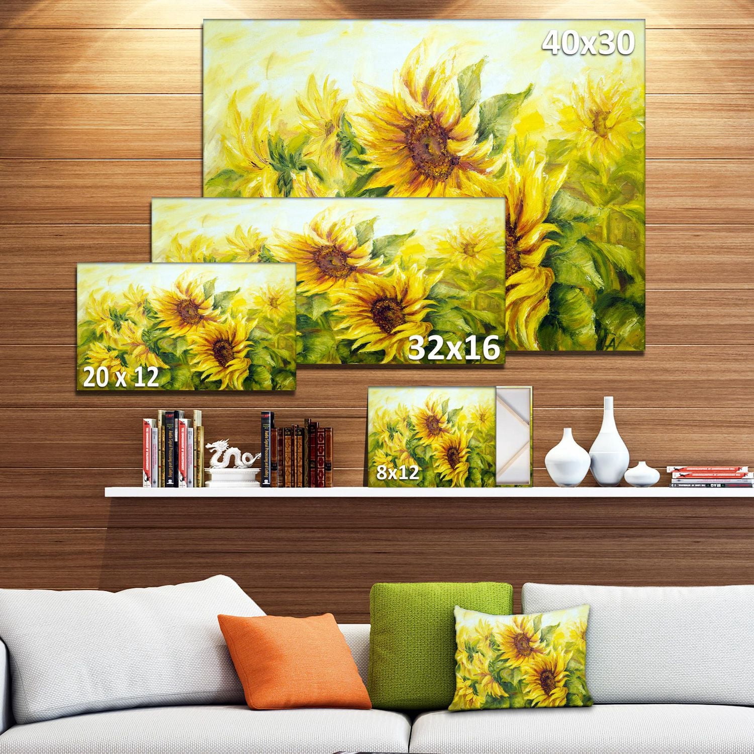 Designart Tournesols ensoleillés jaune vif Art mural sur toile
