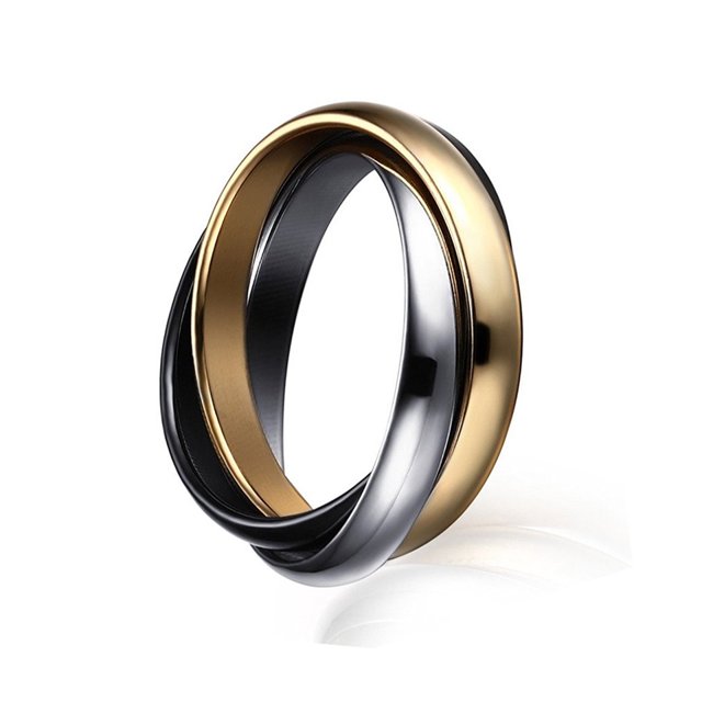 Women Tri-color Interlocked Trinity Ring,Wedding Engagement Promise