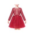 thumbnail image 1 of Robe Fille Rouge Perle Poche Vintage Élégante Noël Manches Longues 8 Ans, 1 of 6