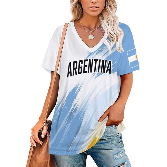 Chandail de Soccer Argentin Personnalisé pour Femmes Style Décontracté Chandail avec Votre Nom Numéro