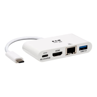 Eaton Tripp Lite Series USB C to HDMI Multiport Video Adapter Converter w/ USB-A Hub, USB-C PD Charging Port & Gigabit Ethernet Port, Thunderbolt 3 Compatible USB Type C to HDMI, USB Type-C - Docking station - USB - HDMI - 1GbE