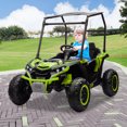 thumbnail image 2 of BeesClover 24V Kids' Heavy-Duty Ride Power Wheel with Tent 4WD Off-Road Electric Vehicle, LED Lights, Music & Horn, Shock Absorbers, 3-Speed Options, 4 MPH Mini Golf Cart,2-Seater, 2 of 9
