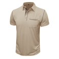 thumbnail image 3 of Men's Shirts - Product Category Men Product Title Male Spring Short Sleeve Solid Color Pocket Letter Stripe Stitching Raglan Sleeve Top, 3 of 6
