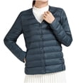 thumbnail image 1 of Cameland Women's Solid Color Lightweight Down Jacket V-neck Short Jacket Long Sleeved Cotton Jacket, 1 of 3