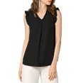 thumbnail image 2 of INSPIRE CHIC Women's Ruffled Sleeveless Pullover V- Neck Work Blouses Tops M Black, 2 of 8