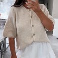 thumbnail image 4 of Cameland Cardigan Décontracté à Manches Cinq Boutons Col Rond pour Femmes, 4 of 5