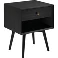 thumbnail image 1 of Mid Century Modern 1-Drawer Bedroom Nightstand in Black, 1 of 14