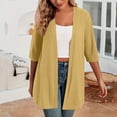thumbnail image 2 of Timegard Cardigans for Women 1/2 Sleeve Open Front Lightweight Solid Color Casual Loose Jacket Tops, 2 of 7