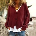 thumbnail image 2 of 2025 Femmes Uni Col en V Boutons Chandail Léger Décontracté Extensible Tricoté Chandail pour Femmes Grande Taille Cardigans, 2 of 6