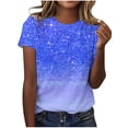thumbnail image 2 of Jsaierl Womens Sparkle Print Gradient Short Sleeve T-Shirts Round Neck Party Club Tops Summer Trendy Causal Tees, 2 of 4