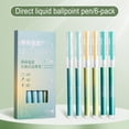 thumbnail image 3 of Green Ballpoint Pen Straight Liquid Ink Green Pen Large Ink Reservoir Comfort Grip Six Pack For School Writing Tasks, 3 of 9