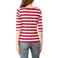 thumbnail image 3 of INSPIRE CHIC T-Shirt pour Femme Fête des Mères Non Doublé Col Rond Manches au Coude Coupe Ajustée Décontracté TG Rouge Blanc, 3 of 8