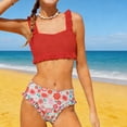 thumbnail image 2 of RXMEKW Two-Piece Swimsuit Set With Floral Print for Girls, Kids' Ruffle Bikini, UPF 50+ Sun Protection, Soft Stretch Fabric for Beach and Pool, 2 of 7