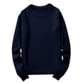 thumbnail image 1 of Pullover Knit Tops for Men Fall Men's Solid Color Knitted Sweater Round Neck Pullover Long Sleeved Loose Button Sweater Tops Sweater Men's Crewneck Pullover Sweater S-59 Navy M, 1 of 7