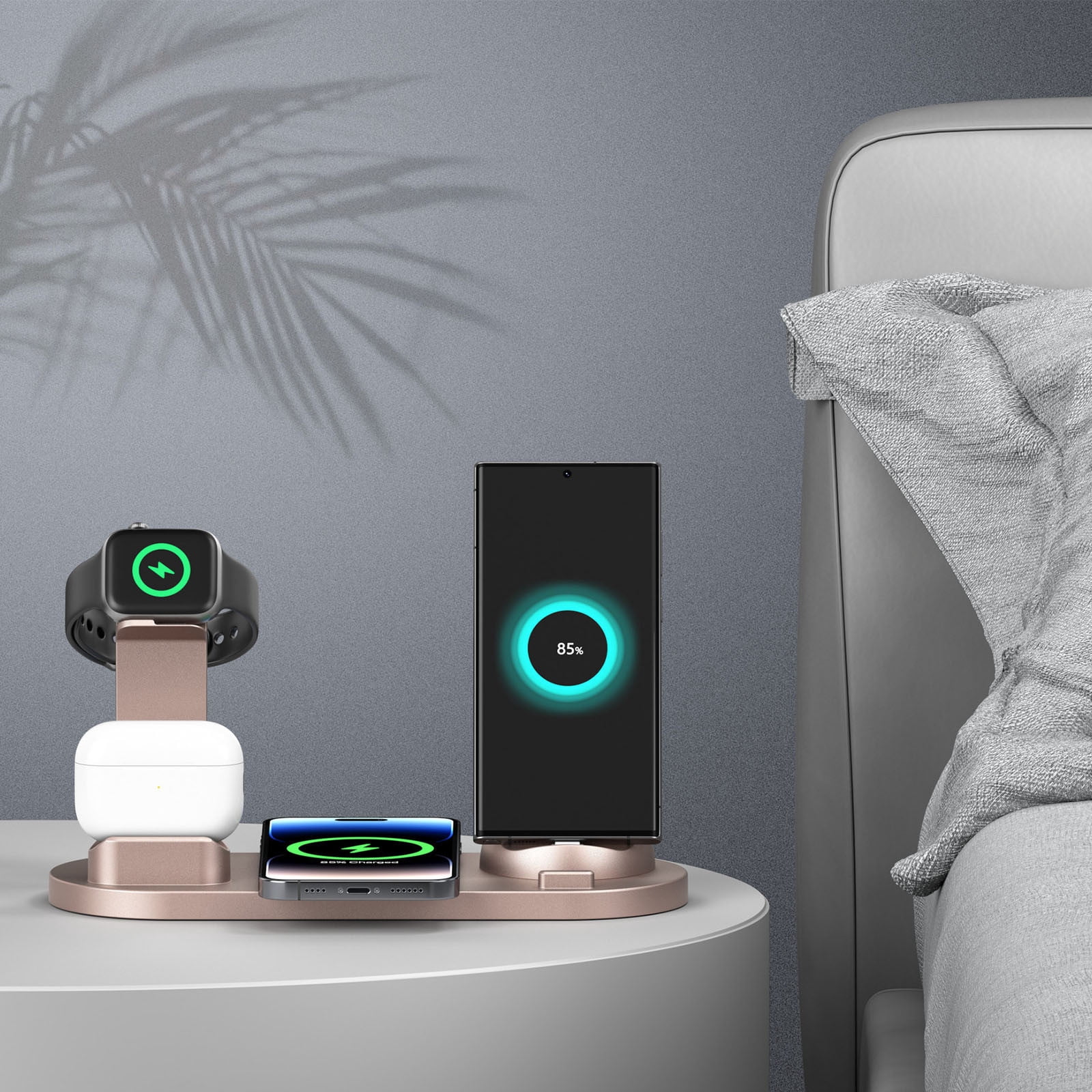 TopLLC 15W Six-in-one Wireless Charging 360° Rotating Charger, Wireless Fast Charging, Smart Watch Charging Stand, Wireless Earphone Charging Base on Clearance