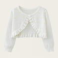 thumbnail image 2 of SROBPTY Girls Fall Cardigans, Children's Round Neck Long Sleeve Knitted Cardigan Casual Comfortable Jacket White 3 Years, 2 of 3