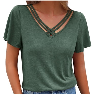 Birdeem T Shirts for Women Tshirts Shirts for Women Women's Tops Women Tops Short Sleeve Shirts for Women Women's T-Shirts Women's Summer Fashion Solid Color Ruffle Sleeve Short Sleeve Top T-Shirt