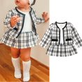 thumbnail image 1 of Vêtements d'Hiver pour Bébé Filles Manteau à Carreaux + Robe Tutu Ensemble Formel Blanc 5-6 Ans, 1 of 9