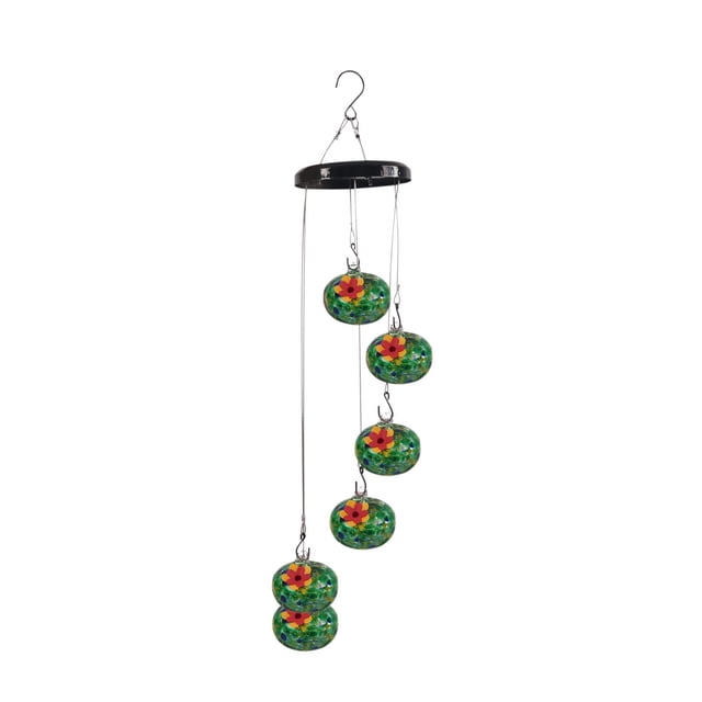 Fesfesfes Clearance Wind Chime Feeder,Copper Hummingbird Feeder with 6 Musical Tubeses, Solar-Powered Garden Sound Decor multicolour