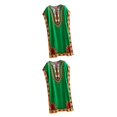 thumbnail image 3 of maskred Femmes de la Mode Plage Vacances Robe Boho Ethnique Élégante Robe en Vrac Vert 2Set, 3 of 6