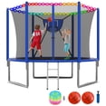 thumbnail image 1 of KOFUN 1000LBS 10FT Trampoline for Kids and Adults Outdoor Backyard Trampoline with Safety Enclosure Net, Removable Basketball Hoop, Ladder, Light, 2 Balls, Blue, 1 of 7