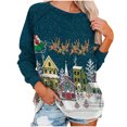 thumbnail image 2 of 2023 Sweat-Shirt de Noël pour Femmes en Solde Imprimé de Noël Col Rond Pull Blouse Ample Sans Capuche, 2 of 7