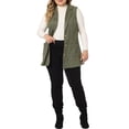 thumbnail image 2 of Agnes Orinda Veste Sans Manches pour Femme Grande Taille, Revers Cranté, Décontractée Utilitaire, Veste en Suède 3X Vert, 2 of 6