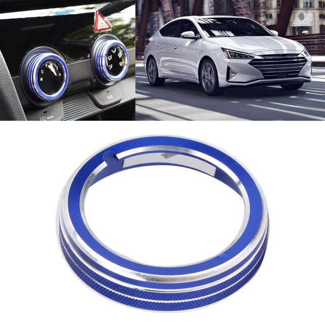 Khall Car Interior Styling,Air Conditioner Switch Ring,Air Conditioning Knob Trims Rings Blue Decoration Replacement For Elantra 2015-2020