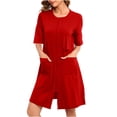 thumbnail image 1 of Timegard Robe de Nuit pour Femmes, Vêtement de Nuit, Peignoir à Fermeture Éclair, Manches Courtes, Robe Courte Confortable pour la Maison avec Poches, 1 of 8