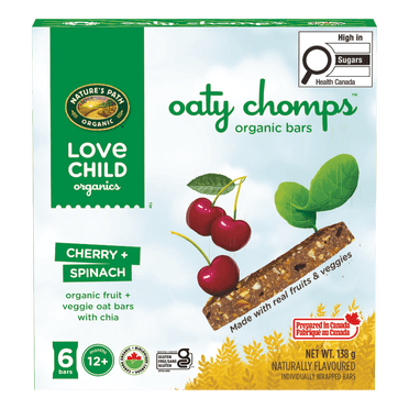 Love Child Organics Oaty Chomps Cherry + Spinach Snack Bar 138g Box