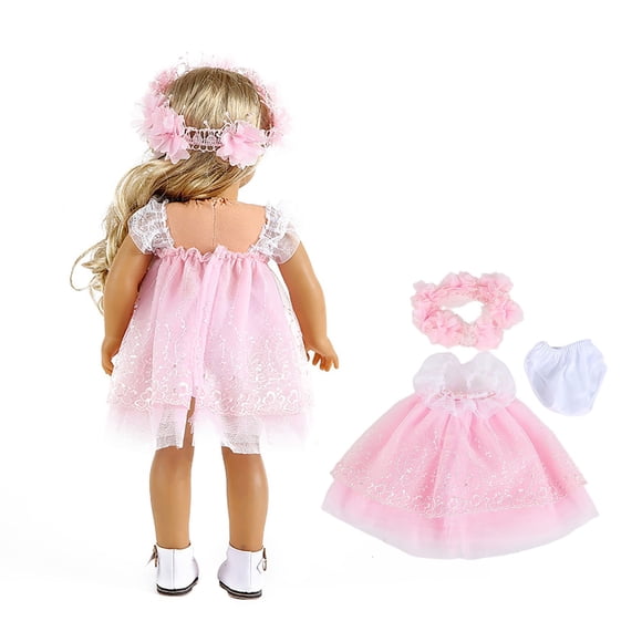 Wdhugt 18 Inch Doll Clothes Set Of 3 Pieces Pink Dress With Flower Wreath And Pants For American Girl Dolls 18 Inch Doll Fashion Outfit