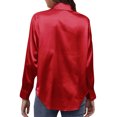 thumbnail image 2 of Innerwin Tops Lapel Neck Women Shirts Work Button Down Single Breasted Blouse Red L, 2 of 7
