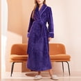 thumbnail image 2 of FAIWAD Women's Flannel Thickened Nightgown Soft Warm Fuzzy Fleece Robe Solid Color Bathrobe Loungewear with Pockets, 2 of 7