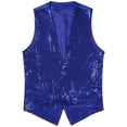 thumbnail image 3 of Doomiva Men Shiny Sequins Vest Button Sleeveless Slim Fit Waistcoat Club Prom Party Performance Dance Jacket Royal Blue 3XL, 3 of 7