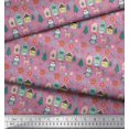 thumbnail image 3 of Soimoi Purple polyester Crepe Fabric Owl & Tree Christmas Printed Craft Fabric by the Yard 42 Inch Wide, 3 of 5