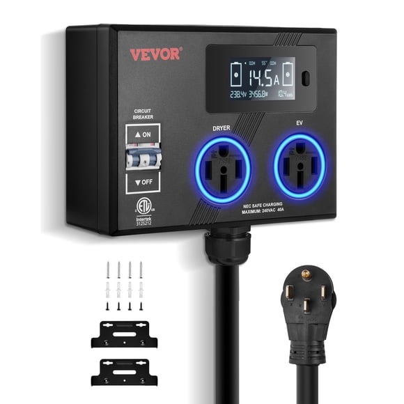VEVOR Séparateur NEMA pour Sécheuse et EV NEMA 14-50P 2x 14-50R Écran LCD 3,4 Pieds' ETL