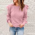thumbnail image 4 of Babysbule Chandails pour Femmes Grande Taille Nouveautés Femmes Décontracté Mode Uni Chandail à Enfiler Manches Longues Col Rond Hauts Chandail Liquidation Mode pour Femmes, 4 of 6