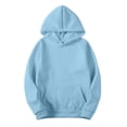 thumbnail image 1 of Chandails à Capuchon pour Femmes Coupe Ajustée Chandails à Capuchon à Enfiler Automne Uni Basique Chandail à Manches Longues avec Poche avant Tenue de Détente Chandail à Col Rond Femmes Bleu m, 1 of 5