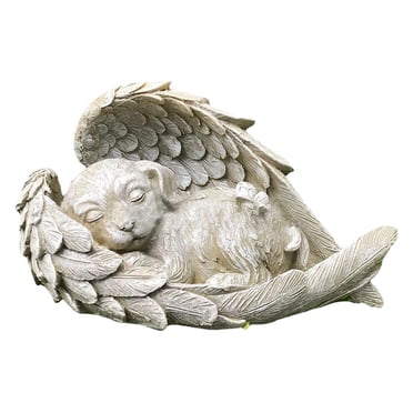 GROWTH TANK Statue Faite à la Main en Résine Chien/chat Angel Pierre Commémorative Maison Extérieur Figurine Chien
