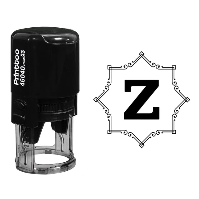 Printtoo Self Inking Rubber Stamp Octagon Celtic Swirl Frame Alphabet Z Monogram Initial R-40 Office Stationary