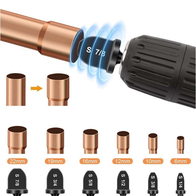 Swaging Tool Drill Bit Set 5 Flare Expanders Or 6 Pipe Expanders 1/4-Inch Hex Shank HVAC Tool Copper Pipe Bits