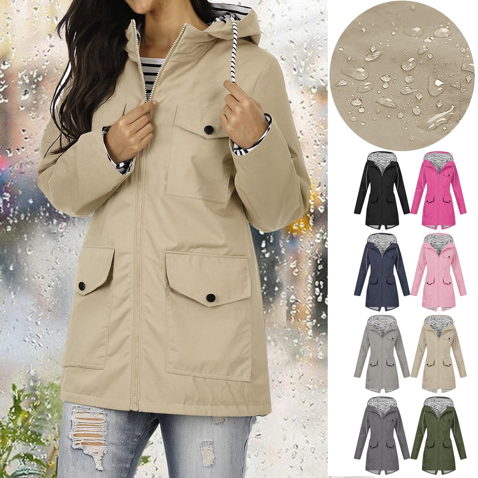 Sentmoon Snowboard Jacket Plus Size Hooded Neck Long Sleeve Ladies Winter Coats Zipper Solid Color Windproof Waterproof Travel Clothes Women with Pockets Fall and Winter for Running and Hiking