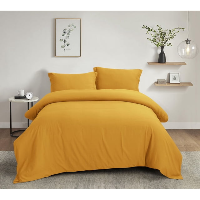 Swift Home Ultra Soft Solid Duvet Cover Set, King, Mustard