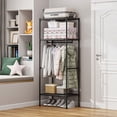 thumbnail image 4 of RKSTN Plast C Coat Rack Coat Rack Freestanding Closet Organizer Hall Tree with 2 Storage Shelves Corner Storage Organizer for Entryway Bedroom, 4 of 5