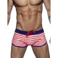 thumbnail image 5 of Men's Sporty Swim Trunks, Quick Dry Striped Design Comfortable Beachwear, Hot Spring Swimwear, 5 of 5