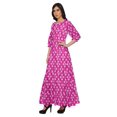 thumbnail image 2 of Moomaya Robe Longue Évasée Imprimée pour Femmes Manches 3/4 Col Rond Tenue Décontractée, 2 of 3