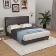 thumbnail image 1 of Costway Full Size Upholstered Platform Bed Tufted Headboard Mattress Foundation Grey, 1 of 10